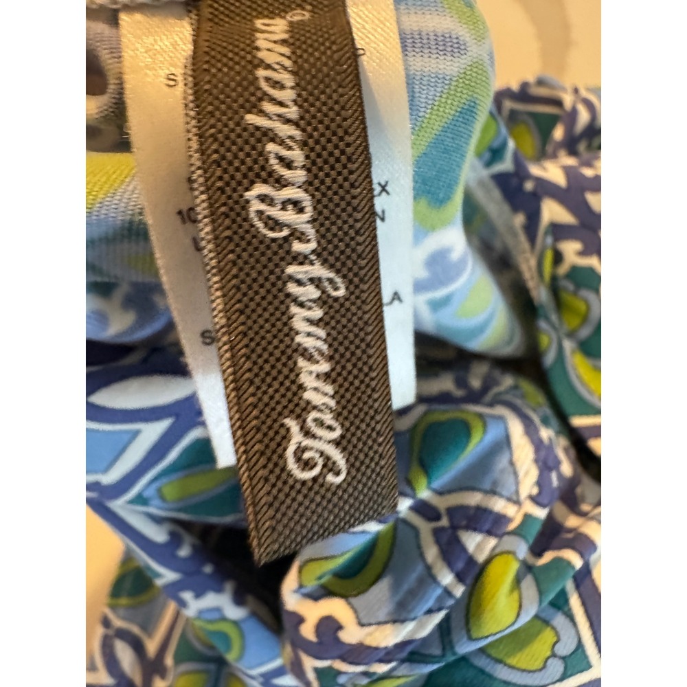 Tommy Bahama Womens Blue Green Geometric Tile Print Bandeau One Piece Swimsuit 8 - Picture 3 of 4